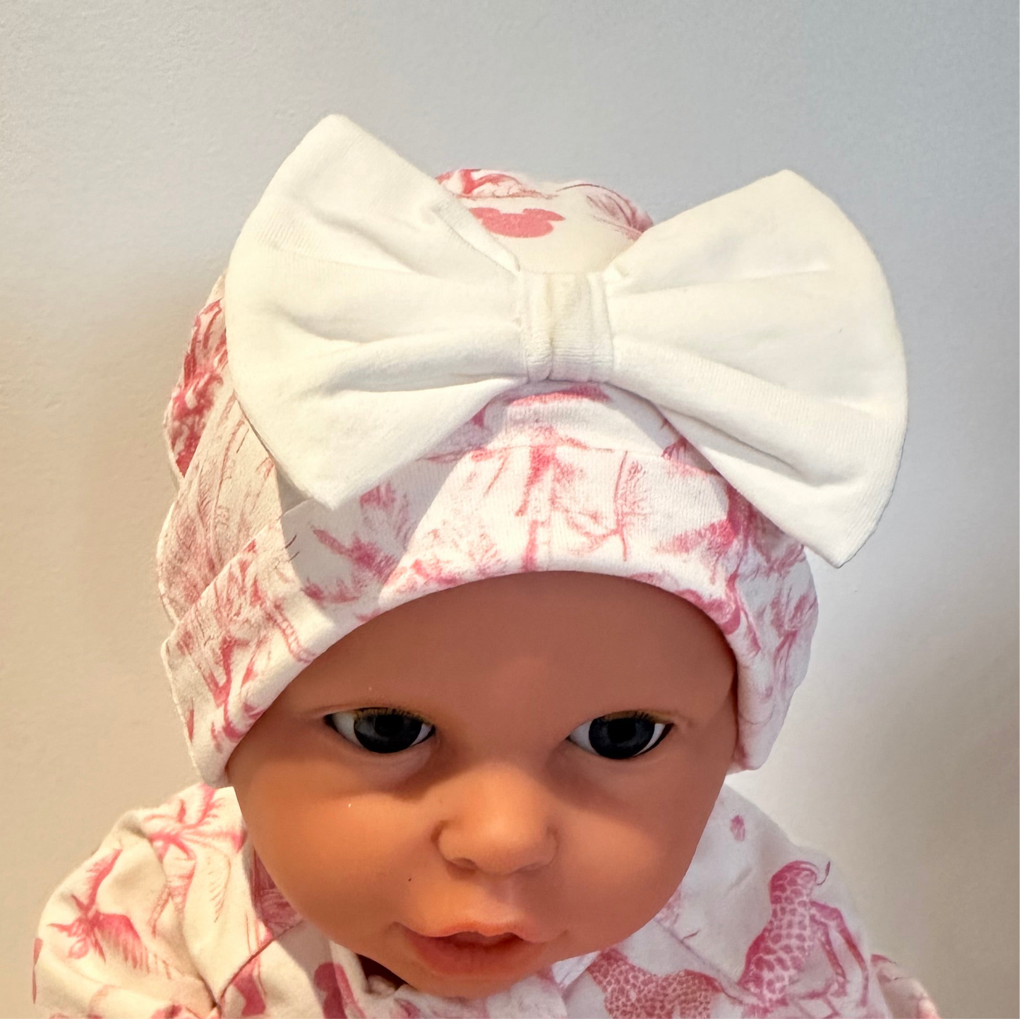 Toile Safari Newborn Hat Pink