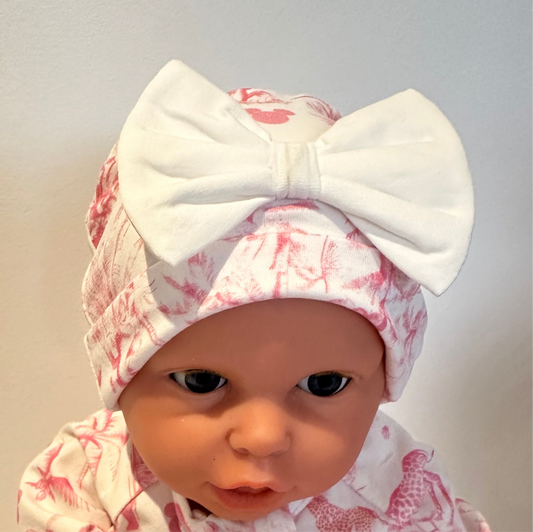 Toile Safari Newborn Hat Pink
